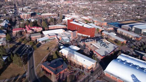 Aerial-View-of-NAU-Northern-Arizona-University-Campus-Buildings,-Flagstaff,-Arizona-USA