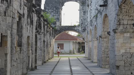 Interior-view-of-the-Cuartel-Ruins-in-oslob-historical-landmark,-Philippines