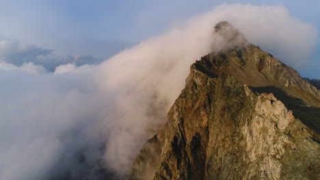 Aerial-drone-shot-of-majestic-mountain-peak