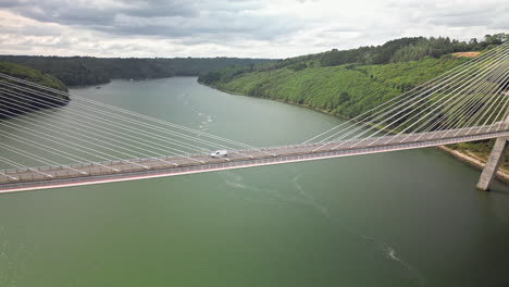 Downward-Dolly-Aerial-View-of-Bridge-Over-Water