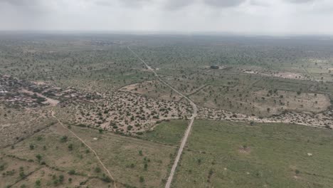 Drone-shot-bird-perspective-Tharparkar-from-above-fast-clouds-and-sunshine