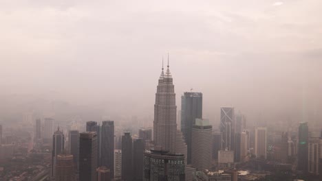 View-of-the-Petronas-Twin-Towers,-the-tallest-twin-buildings-in-the-world-in-Kuala-Lumpur,-Malaysia-skyline