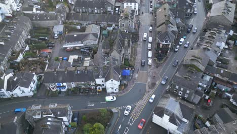 Medieval-Town-Windermere-UK-,-drone-view