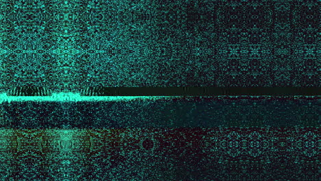 Like-and-subscribe-title-glitch,-teal-green-and-black,-on-glitch-background,-retro-VHS-style