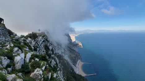 View-From-The-Rock-Of-Gibraltar-With-Fast-Moving-Clouds-in-the-Background