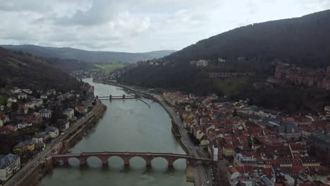 Panoramic-Aerial-View-of-Heidelberg-City,-Germany
