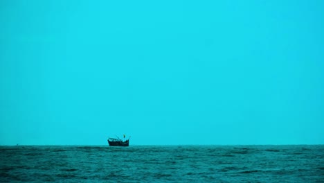 Indian-Fishing-Trawler-Boat-Amidst-The-Indian-Ocean,-Bangladesh