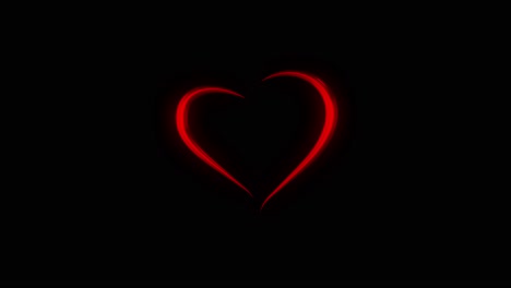 3D-stilisiertes-Rotes-Herz,-Das-In-Einer-Schleife-Auf-Schwarzem-Hintergrund-Rotiert
