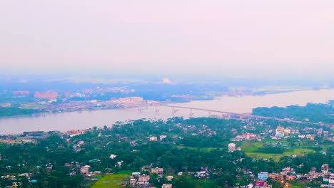 Aerial-View-Of-Dopdopia-Bridge-Over-Kirtankhola-River-In-Barisal,-Bangladesh