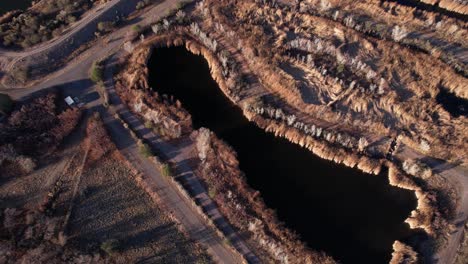 Aerial-View,-Sedona-Wetlands,-Wastewater-Treatment-Ponds-and-Preserve