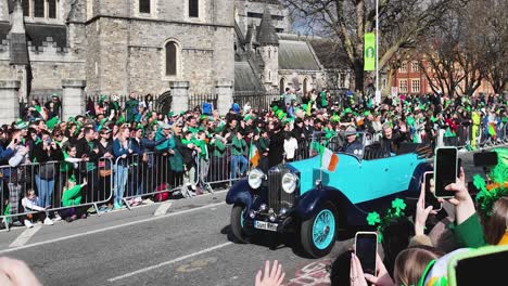 Patrick-Keilty-Star-of-TV-and-radio-wows-the-crowds-past-Christchurch-Cathedral-Dublin-Ireland-St-Patrick's-Day-2014