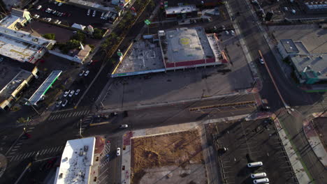 Las-vegas-NV-USA,-Revealing-Drone-Shot-of-North-Strip-Buildings-on-Sunset