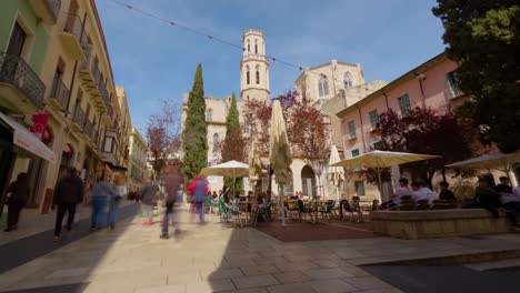 Zeit,-Zeitraffer,-Im-Zentrum-Von-Figueras-Costa-Brava,-Girona