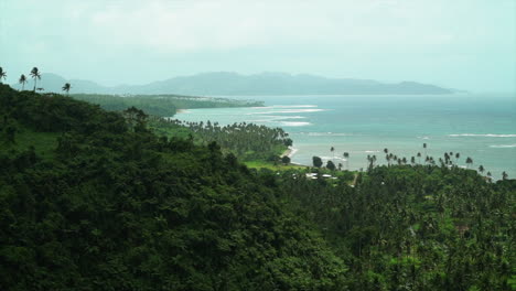Tavarua-Falls-beach-walk-jungle-Taveuni-Garden-Island-coral-coast-reef-break-sand-tropical-peaceful-waves-crashing-shoreline-palm-coconut-trees-sunny-blue-sky-cloudy-boulder-clear-water-static-shot