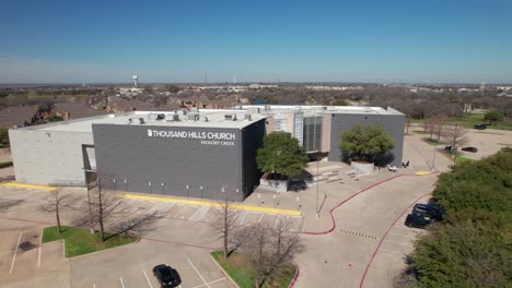 This-is-an-aerial-video-of-the-Thousand-Hills-Church-in-Hickory-Creek-Texas