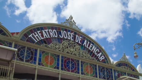 Timelapse-of-the-facade-of-Jose-de-Alencar-theater,-Fortaleza,-Ceara,-Brazil