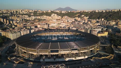 Incredible-Aerial-View-of-Diego-Armando-Maradona-Stadium,-Home-of-Napoli-Football-Club-in-Italian-Serie-A