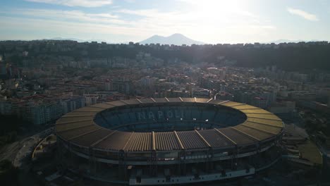 Cinematic-Establishing-Drone-Shot-Above-Stadio-Diego-Armando-Maradona-in-Naples,-Italy