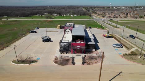 This-is-aerial-footage-of-the-Angelina's-Don-Louis-Mexican-Restaurant-located-in-Hickory-Creek-Texas