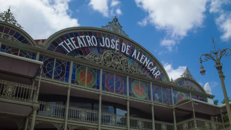 Timelapse-of-the-facade-of-Jose-de-Alencar-theater,-Fortaleza,-Ceara,-Brazil