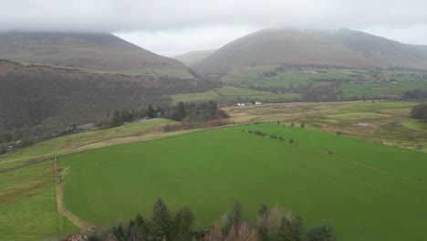 Green-Plain-Meets-Hilly-Landscape-Near-Castlerigg-Stone-Circle-In-The-Lake-District-National-Park,-North-West-England