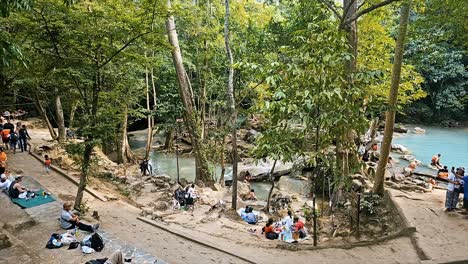 Timelapse-of-the-cascading-Sai-Yoke-Waterfall-also-called-the-Kha-Phang-Waterfall,-located-in-the-province-Kanchanaburi-in-Thailand