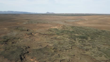 Drone-flight-over-southern-Iceland-barren-volcanic-plateau-near-Detifoss