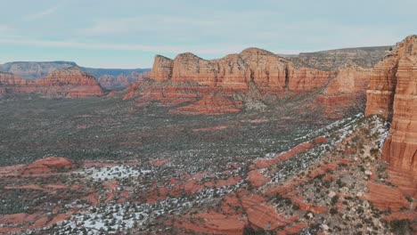 Red-Rock-Formation-In-Sedona-Arizona-During-Winter---Drone-Shot