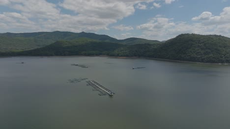Cage-Tilapia-fish-farming,-Hatillo-dam-in-Dominican-Republic