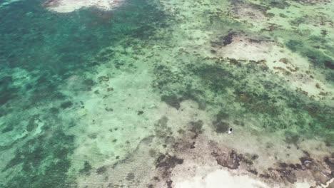 Stunning-aerial-view-healthy-coral-reef-in-Los-Roques,-Venezuela