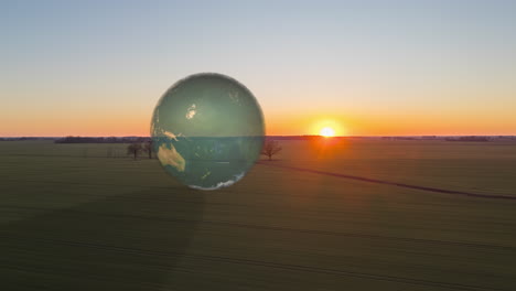 Animation-of-Earth-Spinning-Over-The-Rural-Fields-At-Sunset