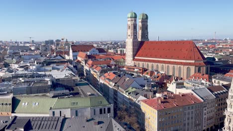 Beautiful-Munich-Scenery-with-Frauenkirche-View-in-Old-Town-on-Sunny-Day-in-Bavaria