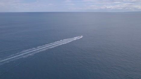 Aerial-shot-of-the-speedboat-on-the-Mediterranean-Sea