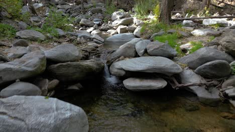 Entspannende-Nahaufnahme-Eines-Flusses,-Der-über-Felsen-Fließt---Friedliche-Natur-Mit-Fließendem-Wasser