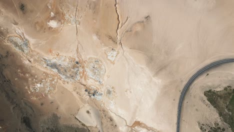 Sulphur-pits-in-Hverir-from-high-altitude-aerial-view