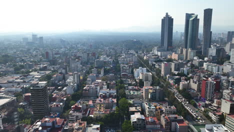 Mexico-City-Aerial-Drone-at-Magic-Hour,-Rotate-Left
