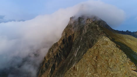 Aerial-drone-shot-of-majestic-mountain-peak