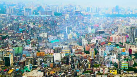 Ciudad-Densamente-Poblada-De-Dhaka-Con-Contaminación-Del-Aire-En-Bangladesh,-Asia-Del-Sur