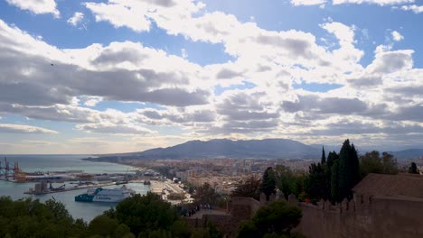 View-From-The-Castillo-de-Gibralfaro-Over-The-City-of-Malaga,-Spain