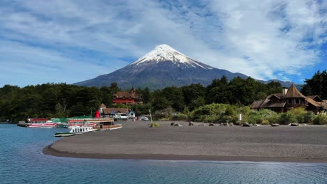 Osorno-volcano-viewed-from-Lake-Todos-Santos-near-Puerto-Varas,-Patagonia,-Chile