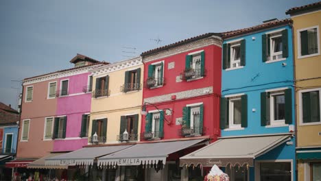 Layered-Hues-of-Burano's-Waterfront-Buildings,-Venice-Italy