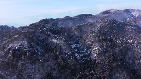 Japan-Mountains,-Snow-in-Yamagata-Prefectures-and-Yamadera-Temple