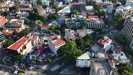 Drone-Aéreo-De-La-Ciudad-De-México-En-La-Hora-Mágica