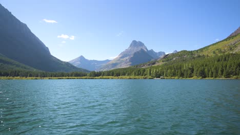 Mount-Wilbur-in-Glacier-National-Park-viewed-from-moving-Many-Glacier-boat