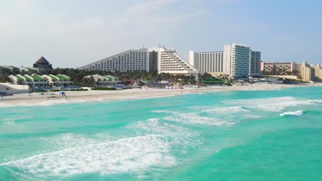 Cancun's-hotel-zone-located-in-front-of-a-stunning-backdrop-of-ocean-waters
