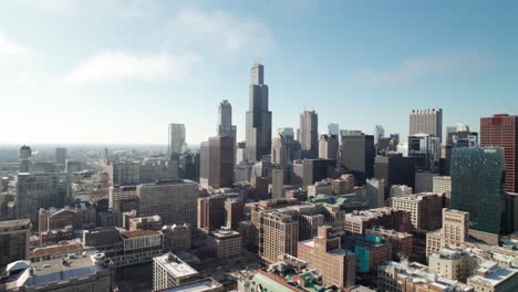 Willis-Tower-and-Chicago-skyline,-4K