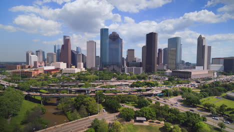 Toma-De-Establecimiento-De-ángulo-Alto-Del-Centro-De-Houston,-Texas