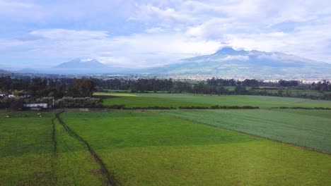 Aerial-view-of-El-Corazón-Volcano-from-cultivated-valley