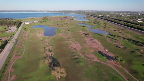 This-is-an-aerial-video-of-the-Lake-Park-Golf-Course-in-Lewisville-Texas