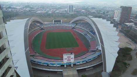 Drone-Shot-Lowering-On-Empty-National-Stadium-in-Sabana-Park